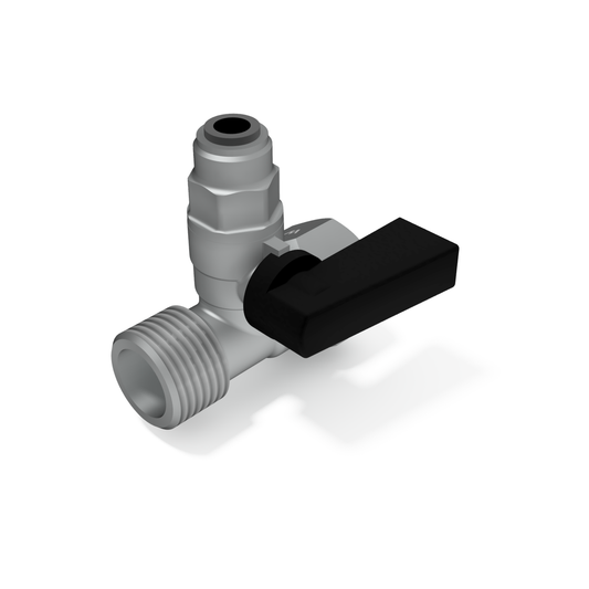 Aquaport Mains Connection Piece - 1/4in - Brass - Shut Off Valve - Auzzistore