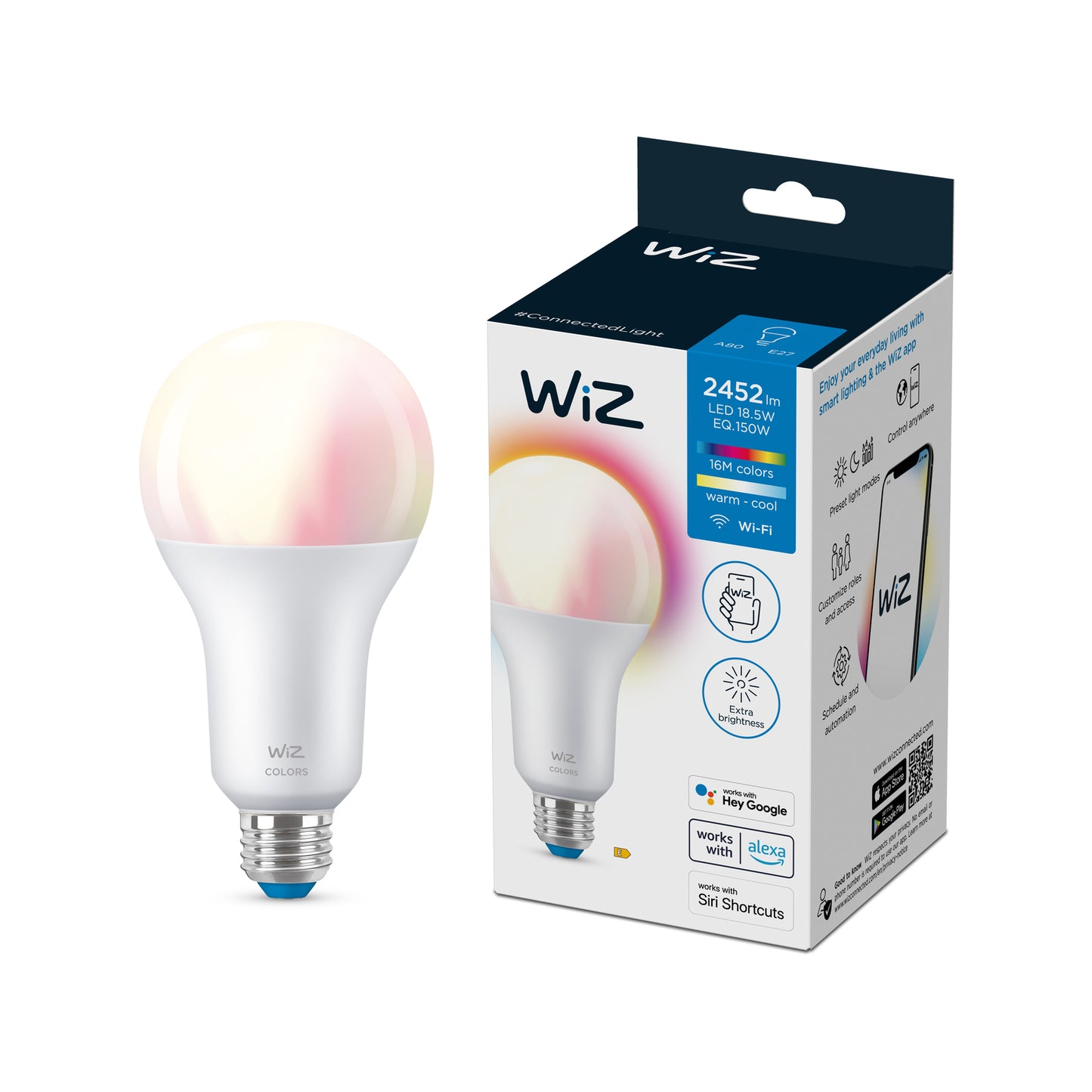 WIZ A80 E27 LED 2452Lm Colour 18.5W Smart Globe