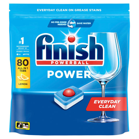 Finish Power Lemon Dishwashing Tablets 80 Pack - 1.49kg - Tough on Grease