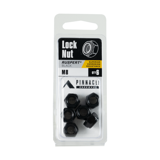Pinnacle m8 Black Ruspert Nylon Lock Nut 6 Pack - 1.25mm - Corrosion Resistant – view 2 - Auzzistore