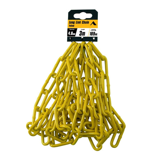 Pinnacle 4 Long Link Chain 8mm x 3m - Yellow - 189kg Load Rating - Auzzistore