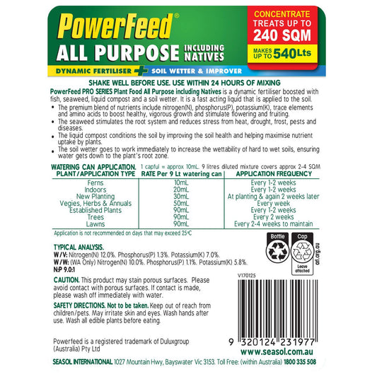 PowerFeed Liquid Fertiliser - 1.2L - All Purpose - Soil Wetter – view 2 - Auzzistore