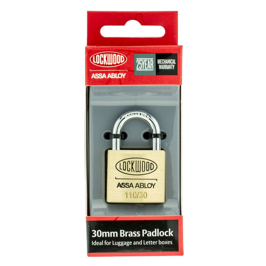 Lockwood Padlock - 30mm - Solid Brass - Double Locking – view 2 - Auzzistore