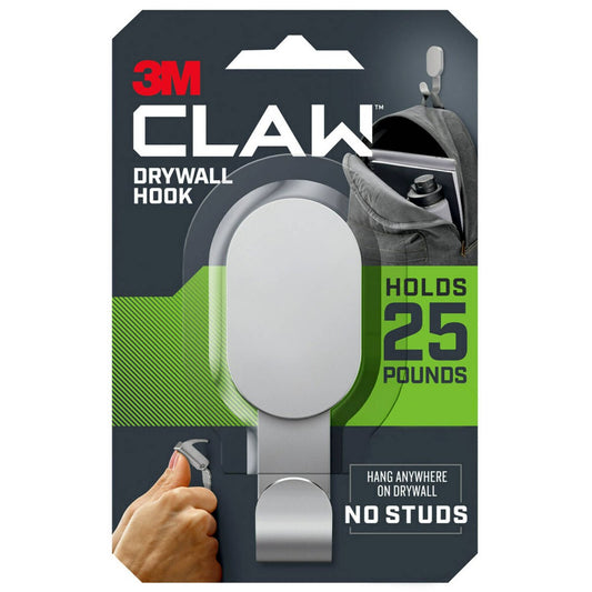 3M CLAW Wall Hooks - 1 Hook - 7kg Capacity - Silver - Easy Installation - Auzzistore