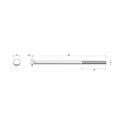 Zenith Hot Dip Galvanised M10 x 240mm Cup Head Bolts Nuts Each – view 2 - Auzzistore