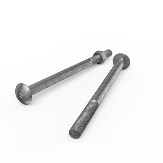 Zenith M16 x 260mm Hot Dip Galvanised Cup Head Bolts Nuts Each - Auzzistore