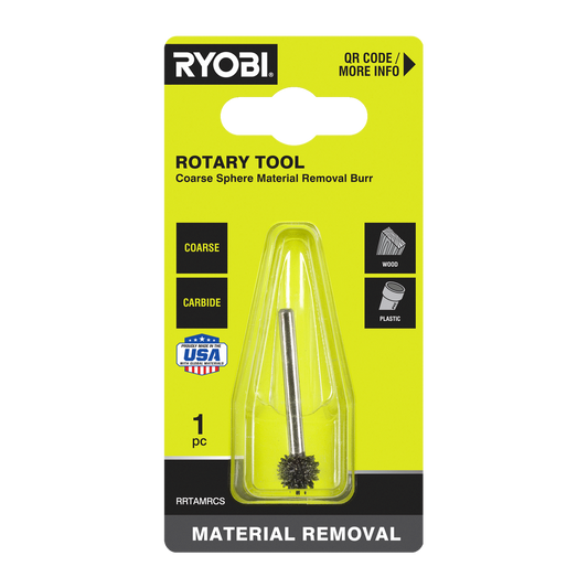 Ryobi Rotary Coarse Sphere Material Removal Burr - 51mm x 21mm x 101mm - Durable Carbide - Aggressive Material Removal - Auzzistore