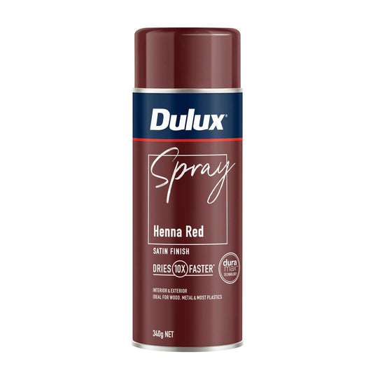 Dulux Spray Paint 340g Satin - Henna Red - Fast Drying - Self-Priming - Auzzistore