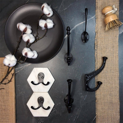 Zenith Double Robe Hook - 30mm Solid Brass - Matte Black - Durable Design