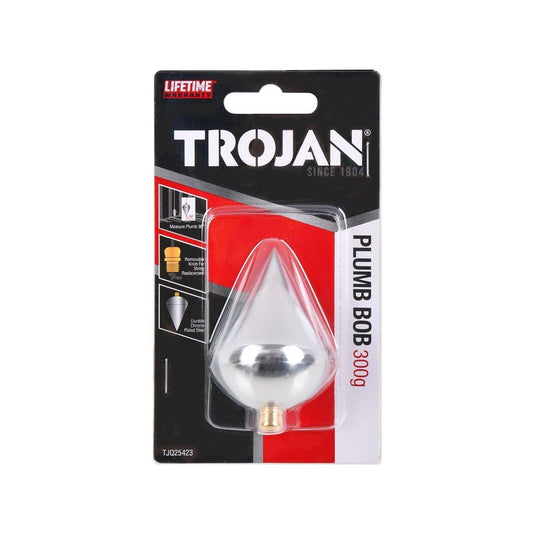 Trojan 300g Plumb Bob - Cast Iron - Chrome Plated - Durable Tool for Vertical Alignment - Auzzistore