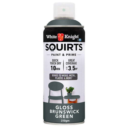 White Knight Squirts Brunswick Green Gloss Spray Paint 310g Durable Finish