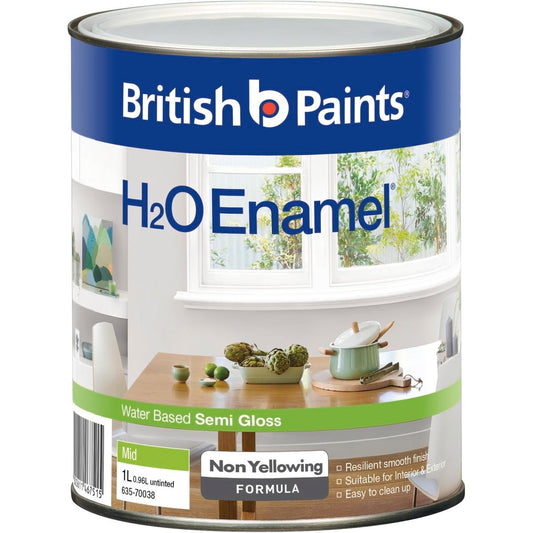 British Paints H2O Enamel - 1L - Water Based - Semi Gloss Finish - Auzzistore