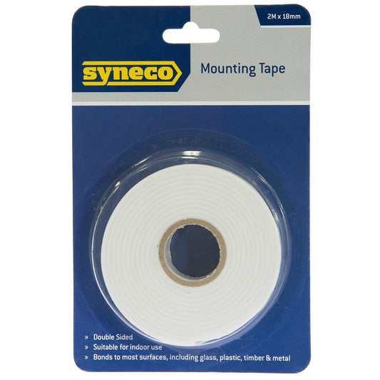 Syneco Mounting Tape - 2m x 18mm - Foam - Double Sided - Indoor Use - Auzzistore