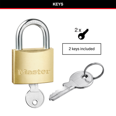 Master Lock 40mm Brass Keyed Padlock - Solid Brass - Cut Resistant