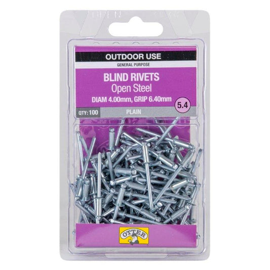 Otter Open Steel Blind Rivets 4x6 4mm 100 Pack High Strength - Auzzistore