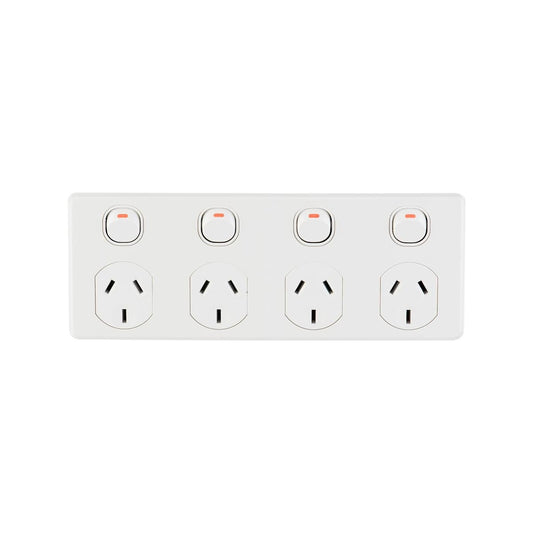 Deta Four Outlet Power Point - White - Polycarbonate - Kitchen Use - Auzzistore