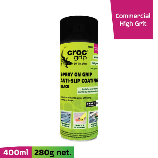 Croc Grip Spray on Black Anti Slip Coating - 400ml - P4 Rated - Durable Finish – view 2 - Auzzistore