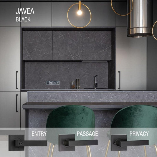 Lemaar Black Javea Lever Passage Set 65mm Zinc Durable Finish – view 2 - Auzzistore