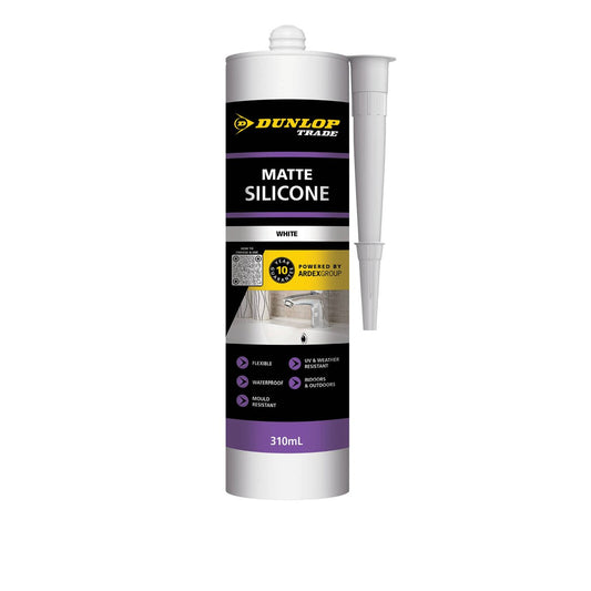 Dunlop Silicone Sealant - 310ml - Matte White - Flexible & Durable