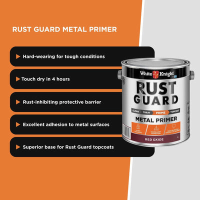 White Knight Rust Guard Red Oxide Metal Primer Paint 4L - 4L - Rust Protection