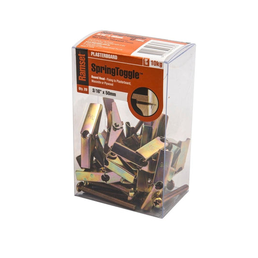 Ramset Spring Toggles 3 16 x 50mm Gold Steel 20 Pack Flush Fixing - Auzzistore