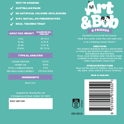 Art Bob Beef Liver Pieces Dog Treat - 200g - Natural - Training Aid