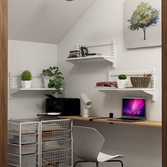 Flexi Storage 300mm White Double Slot Wall Strip Steel Durable Solution