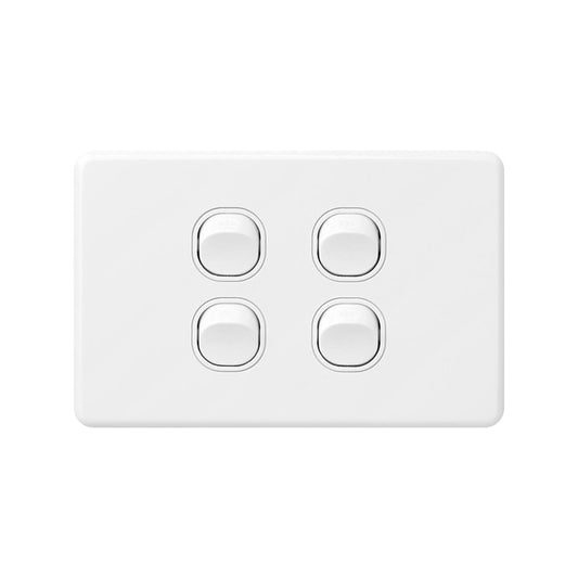 Deta Quad Switch - 4 Gang - Polycarbonate - Flush Clip-On Cover - Auzzistore