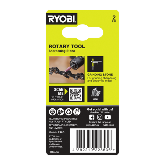 Ryobi Rotary Sharpening Stones 2 Piece Set 5/32” (4mm) - High-Grade Aluminium Oxide – view 2 - Auzzistore