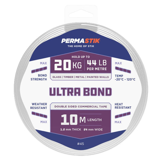 Permastik Ultra Bond Mounting Tape 10m x 24mm Foam Weather Resistant