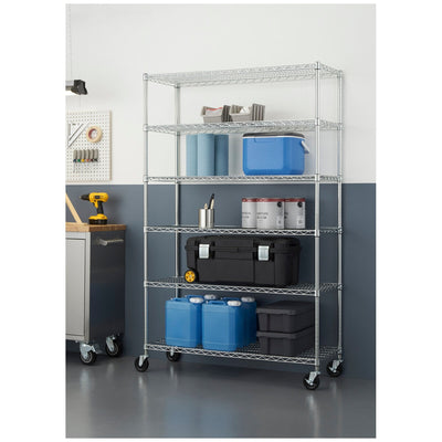 Trinity 6 Tier Steel Wire Shelf Rack Chrome Heavy Duty CTBFZ-0945