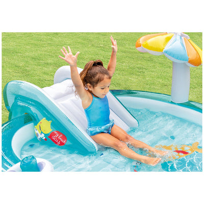 Intex Gator Inflatable Playcentre with Water Sprayer, Slide and Mushroom Shade for Kids