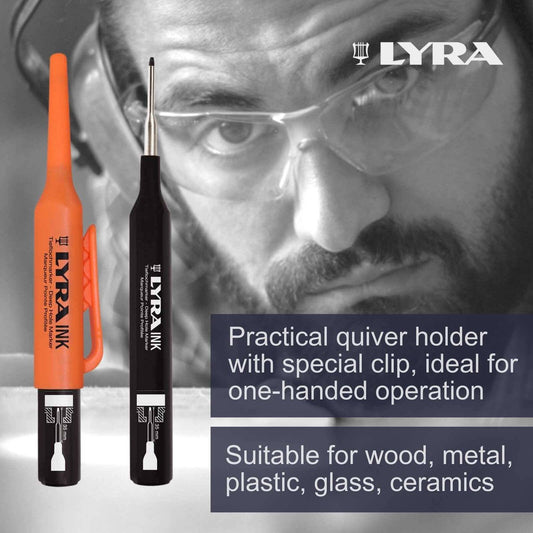 Lyra Black Deep Hole Permanent Construction Marker - 1mm Tip - 35mm Stainless Steel Tip – view 2 - Auzzistore