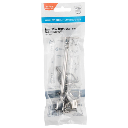 Taskmaster 5mm 316 Stainless Steel Jaw Jaw Bottlescrew Balustrade Kit - Rust Resistant - For Timber Fixing - Auzzistore