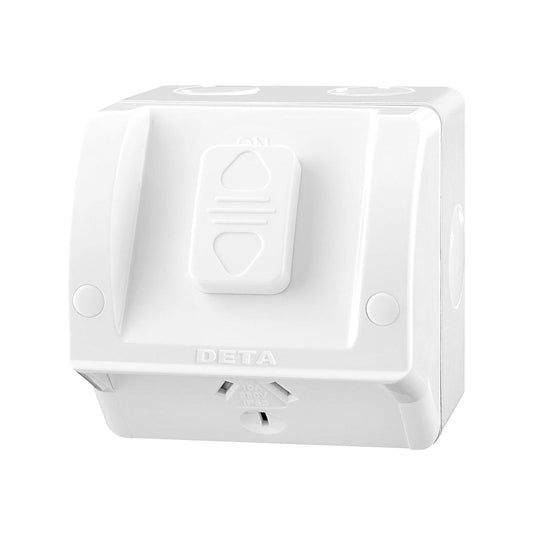 Deta Rhodium Single Outdoor Power Point Outlet IP54 Weatherproof - Auzzistore