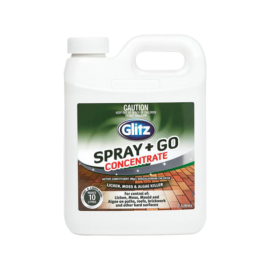 Glitz Spray and Go Concentrate 2L - Lichen Moss Algae Killer - HDPE Bottle