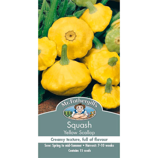 Mr Fothergill's Yellow Scallop Squash Seeds - 10 Weeks - Easy Grow - Auzzistore
