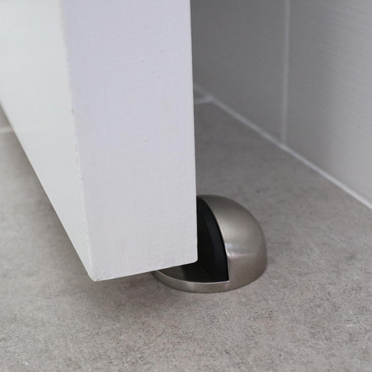 Adoored Satin Chrome Half Moon Door Stop - 45mm Metal - Durable Design