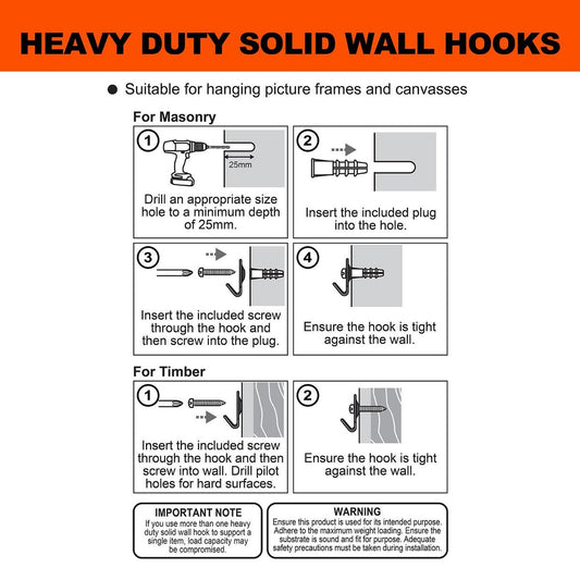 Everhang Picture Hanging Hook - 20kg - Steel - Heavy Duty - 2 Pack – view 2