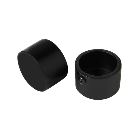 Pillar Black Curtain Rod Finial - 25mm Aluminium - Elegant Design - 2 Pack - Auzzistore