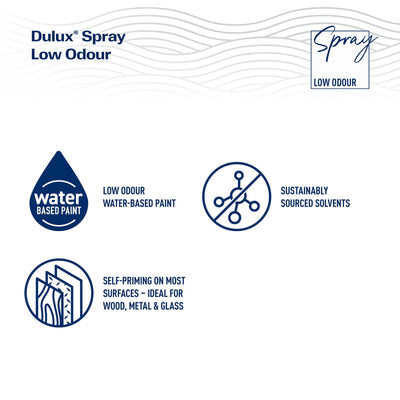 Dulux Spray Paint Low Odour 310g Satin Celtic Green - Self-Priming - Indoor Use