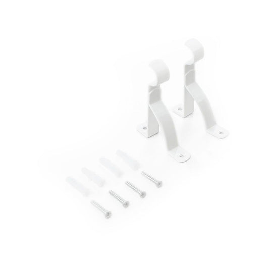 Windoware 50mm White Single Stayed Curtain Rod Bracket 2 Pack - Auzzistore