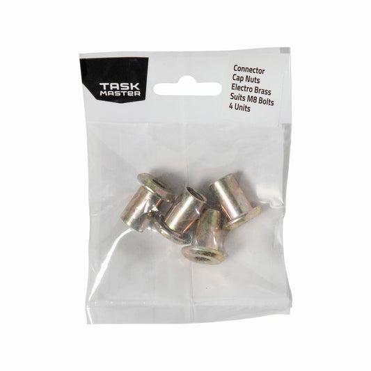 Taskmaster M8 Brass Cap Nuts 4 Pack - 8mm x 17mm - Heavy-Duty - Auzzistore