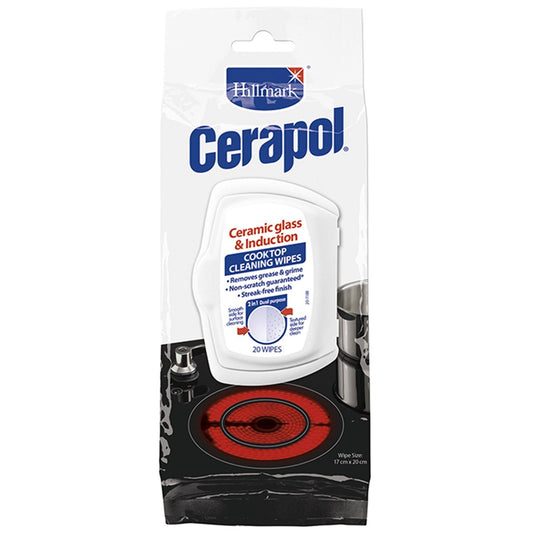 Hillmark Cerapol Cleaning Wipes 20 Pack - Ceramic Glass - Non-Scratch - Streak-Free