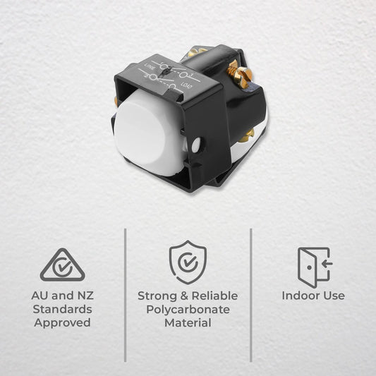 Deta Double Pole Switch Mechanism - 10A Polycarbonate - Reliable Design – view 2 - Auzzistore