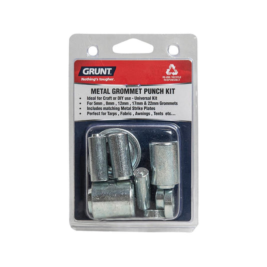 Grunt Metal Grommet Punch Kit - 5mm 8mm 12mm 17mm - Strong Durable Accessory - Auzzistore