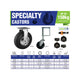 Easyroll Swivel Gate Castor 125mm Hard Rubber 100kg Load Capacity