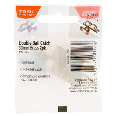 Taskmaster Double Ball Catch - 50mm - Solid Brass - 2 Pack