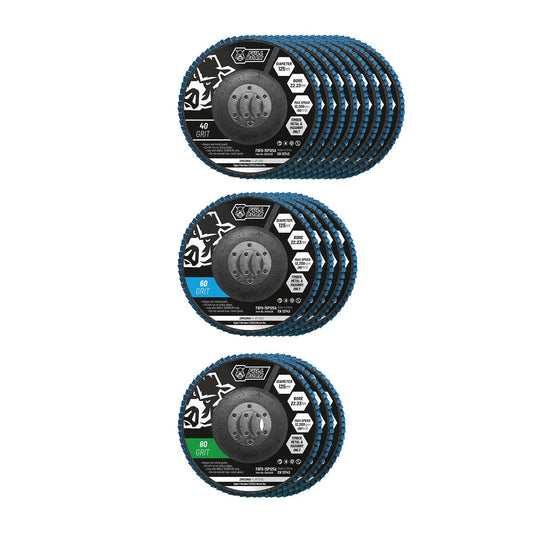 Full Boar Zirconia Flap Disc 15 Pack 125mm 40 60 80 Grit - Durable Material Removal – view 2 - Auzzistore