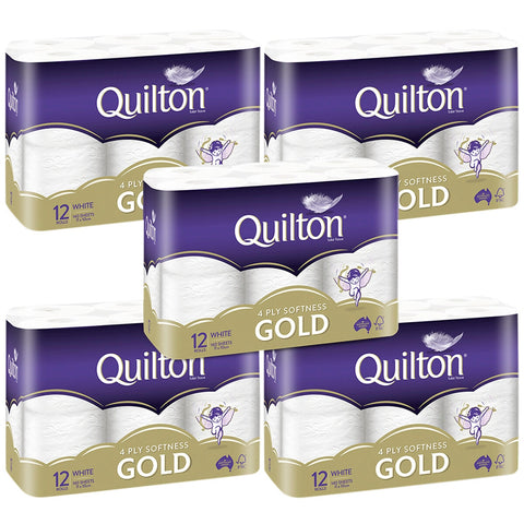 Quilton Gold 4 Ply Toilet Tissue 60 Pack - Thick, Soft, FSC Certified, Australian Owned - Auzzistore